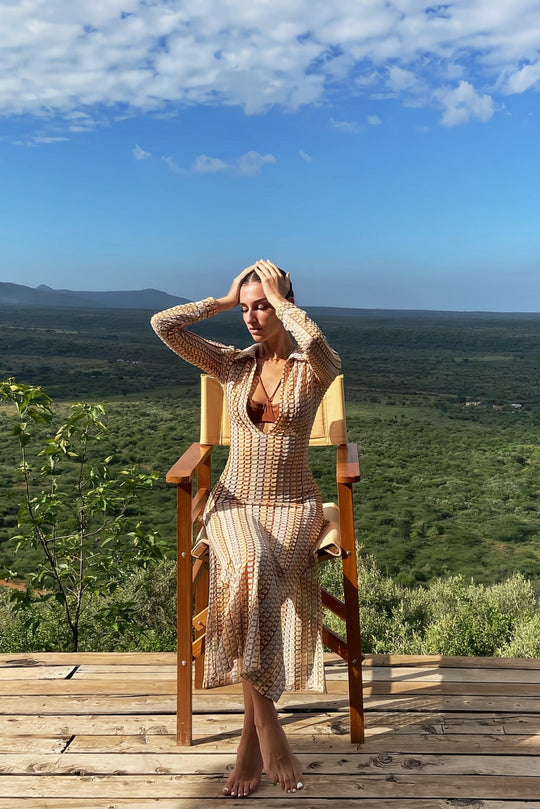 Dawn V-Neck Crochet Maxi Dress