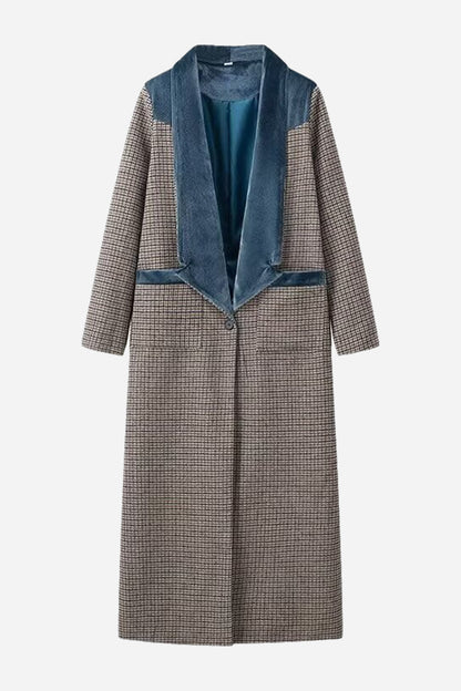 Houndstooth Long Sleeve Tweed Coat