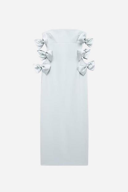 Strapless Bow Hollow Mini Dress