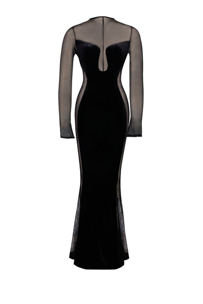 Zona See-through Velvet Maxi Dress
