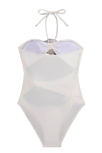 Haylee White Roses Halter Swimwear