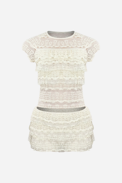 Layered Ruffle Lace Knit Set