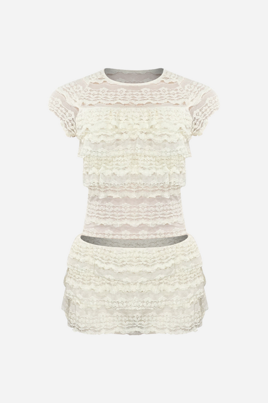 Layered Ruffle Lace Knit Set