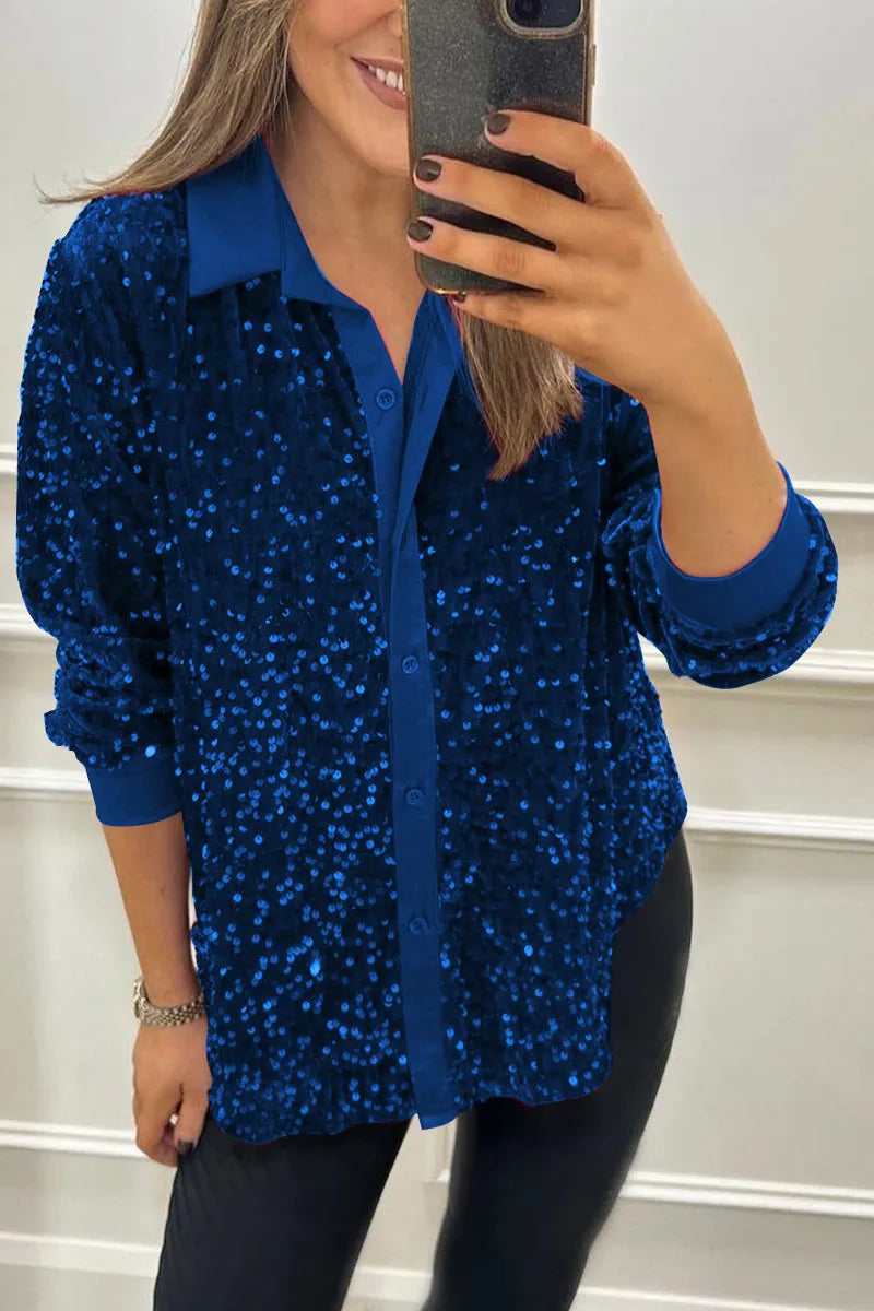 AMYVICTORIA™ - Shimmer Sequin Shirt