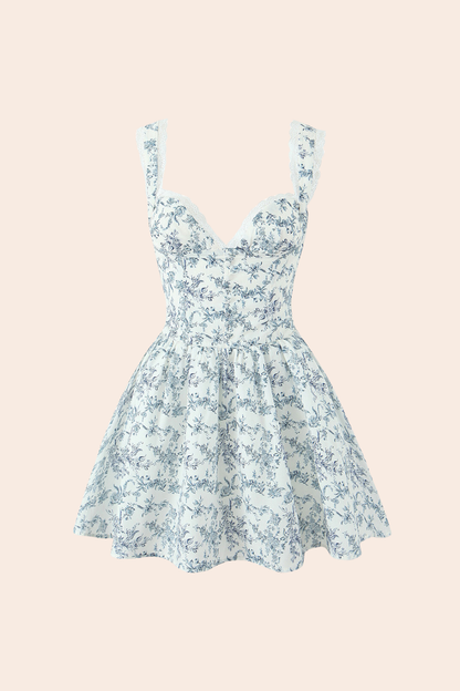 Floral Printed Sweetheart Mini Dress