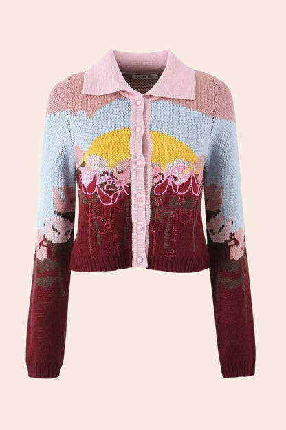 Michelle Floral Jacquard Knit Cardigan