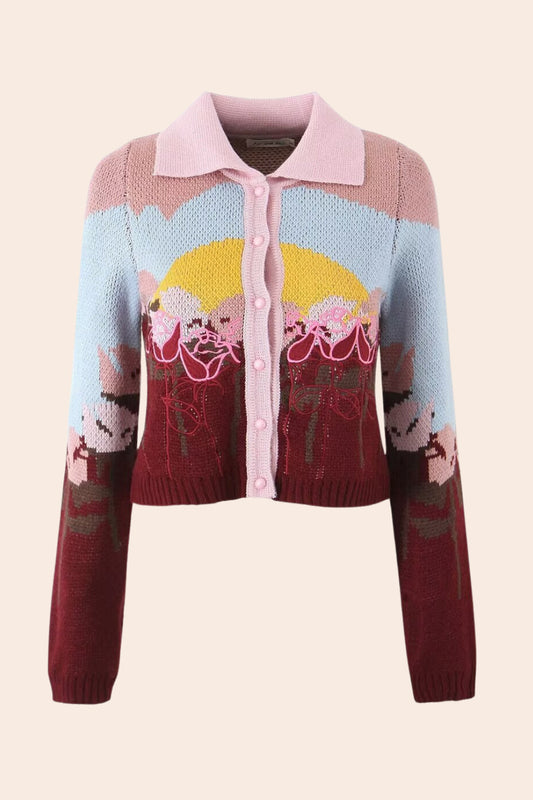 Michelle Floral Jacquard Knit Cardigan