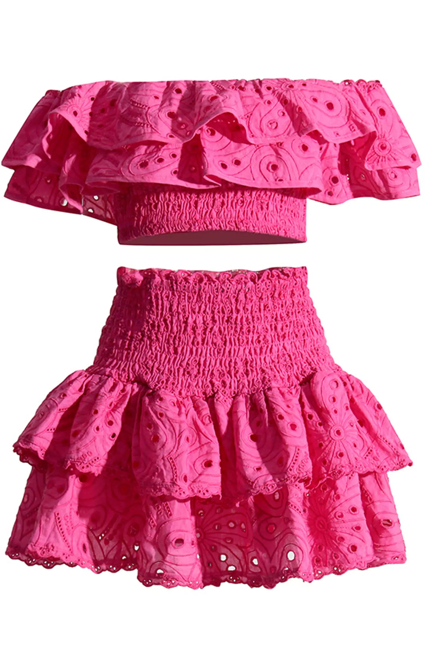 Dorothy Pink Floral Ruffle Off-Shoulder Set