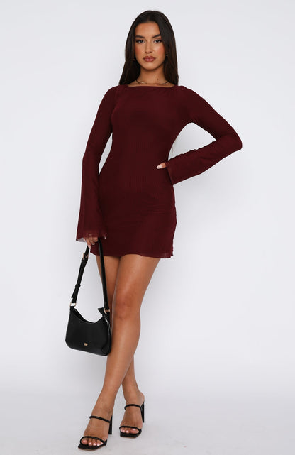 Ariadna Long Sleeve Mini Dress Wine
