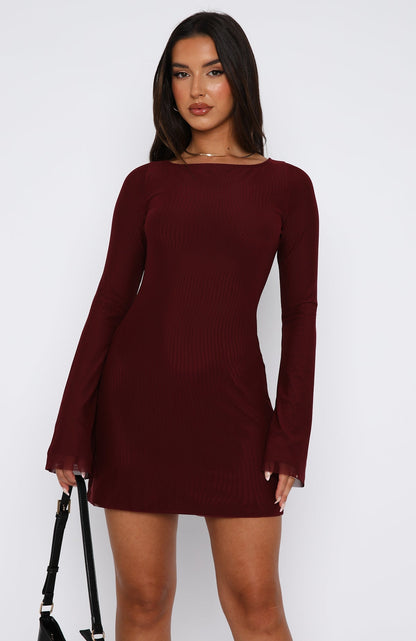 Ariadna Long Sleeve Mini Dress Wine