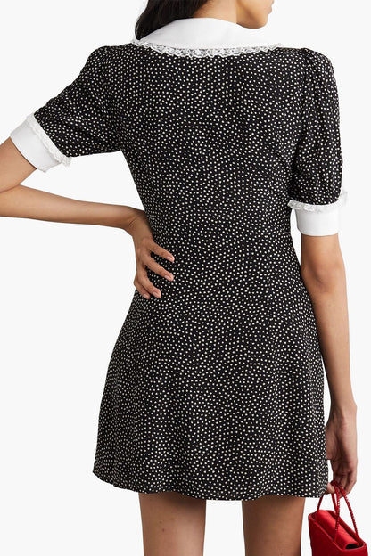 Polka Dot Lace Bottom Mini Dress