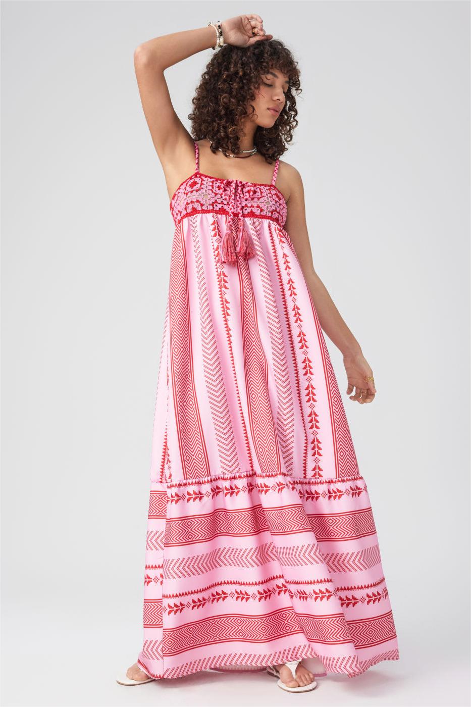 Geometric Patterns Sleeveless Midi Dress