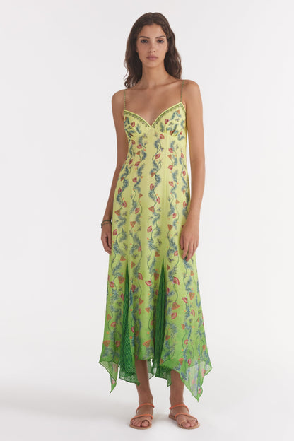 Floral Sweetheart Neck Sleeveless Midi Dress