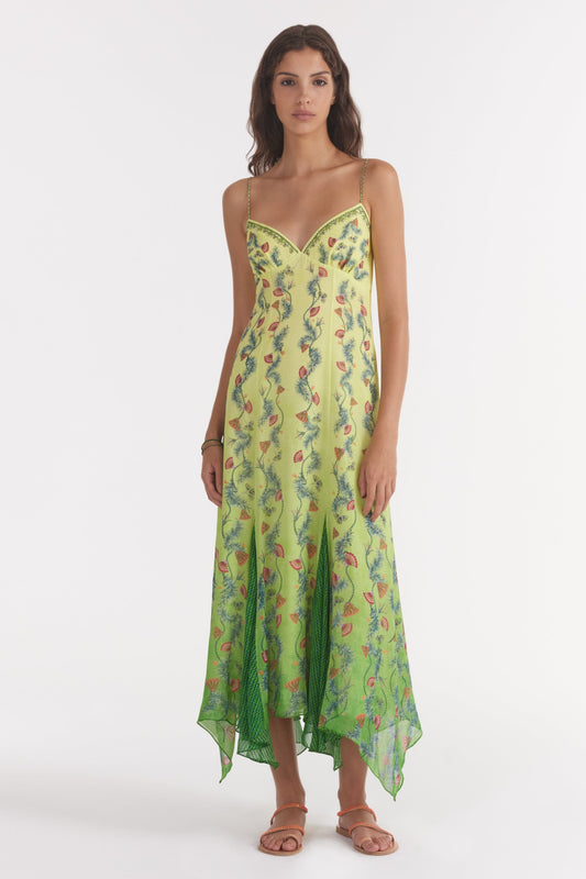 Floral Sweetheart Neck Sleeveless Midi Dress