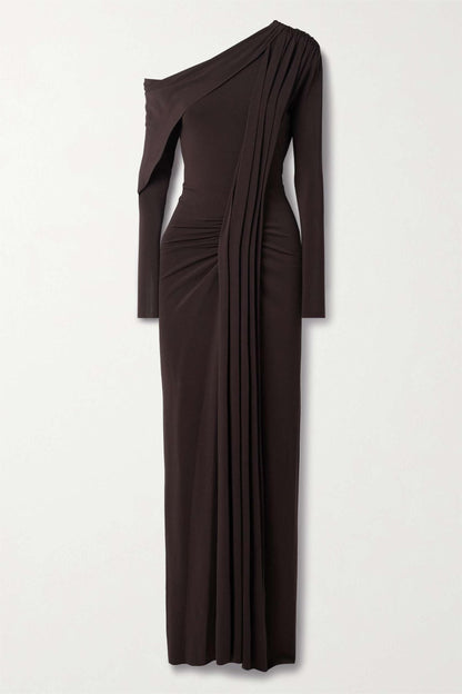 Solid Jersey Off-Shoulder Maxi Dress