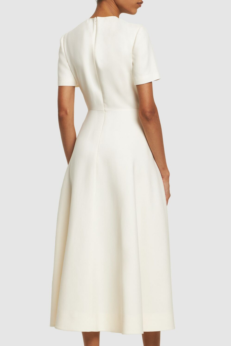 Ava Floral Applique Short Sleeves Midi Dress