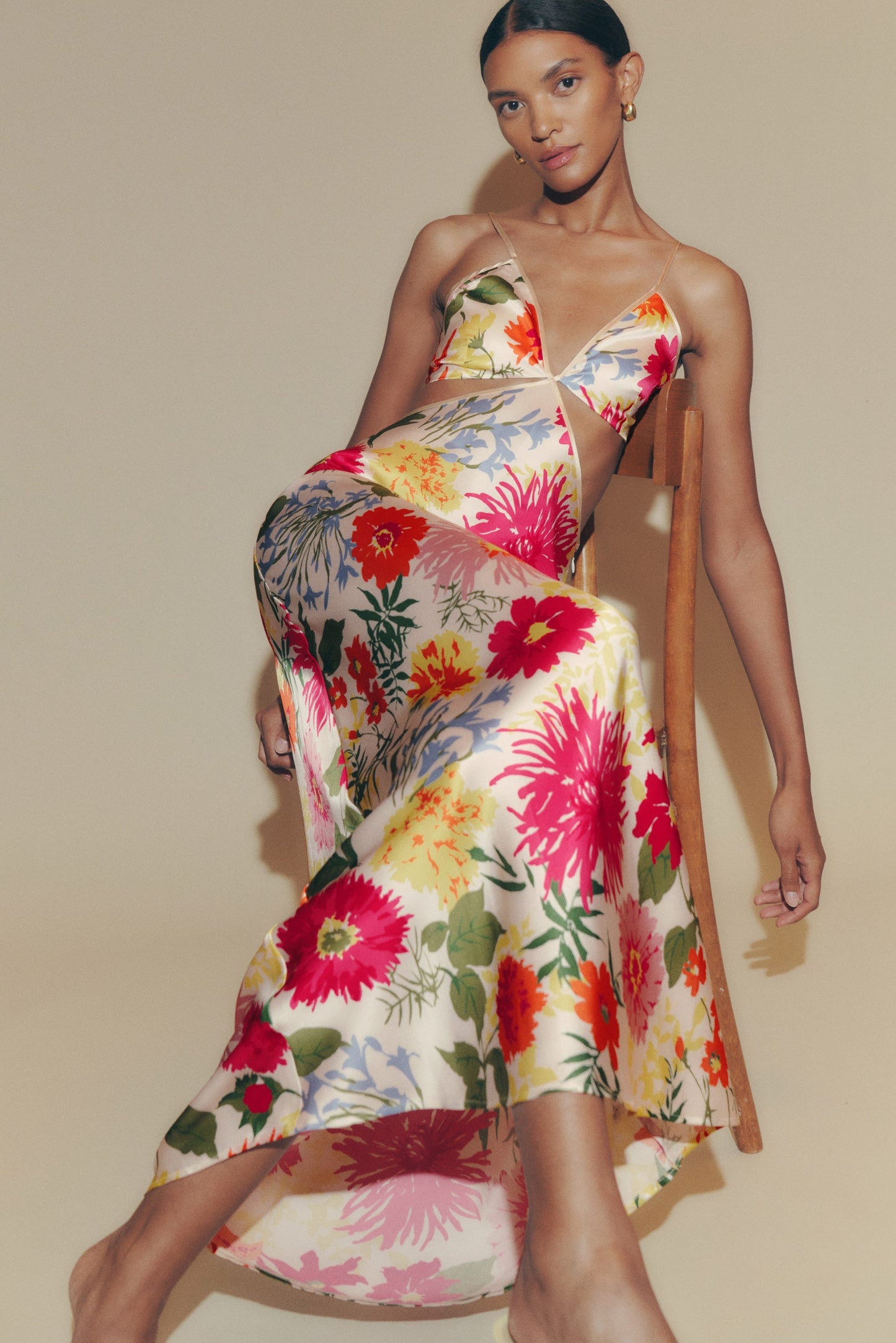 Floral Cut-Out Slip Maxi Dress