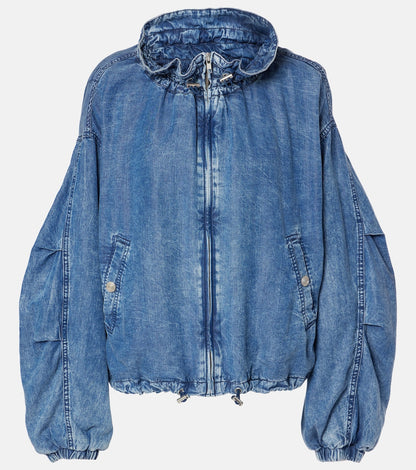 Lmara Drawstring Petal Collar Denim Jacket