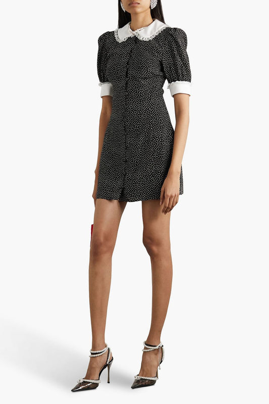 Polka Dot Lace Bottom Mini Dress