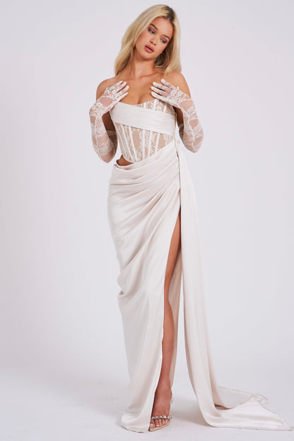 Lace Corset Split Maxi Dress