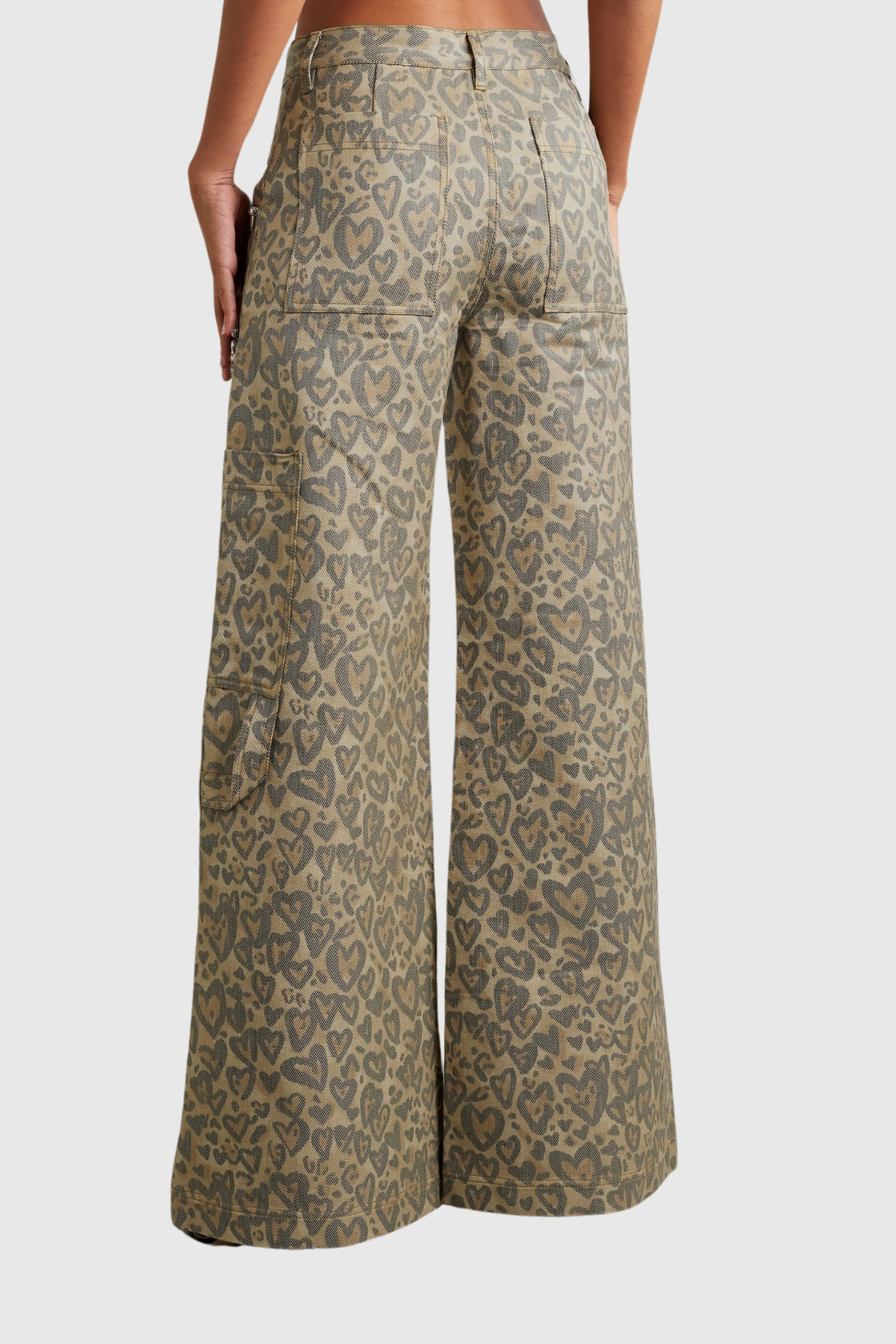 Monica Leopard  Rhinestone Cutout Jeans