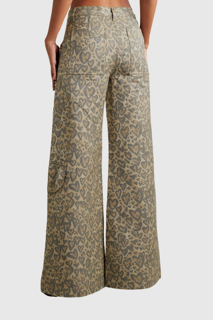 Monica Leopard  Rhinestone Cutout Jeans