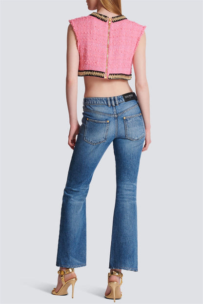 Betty Tweed Chain Crop Top