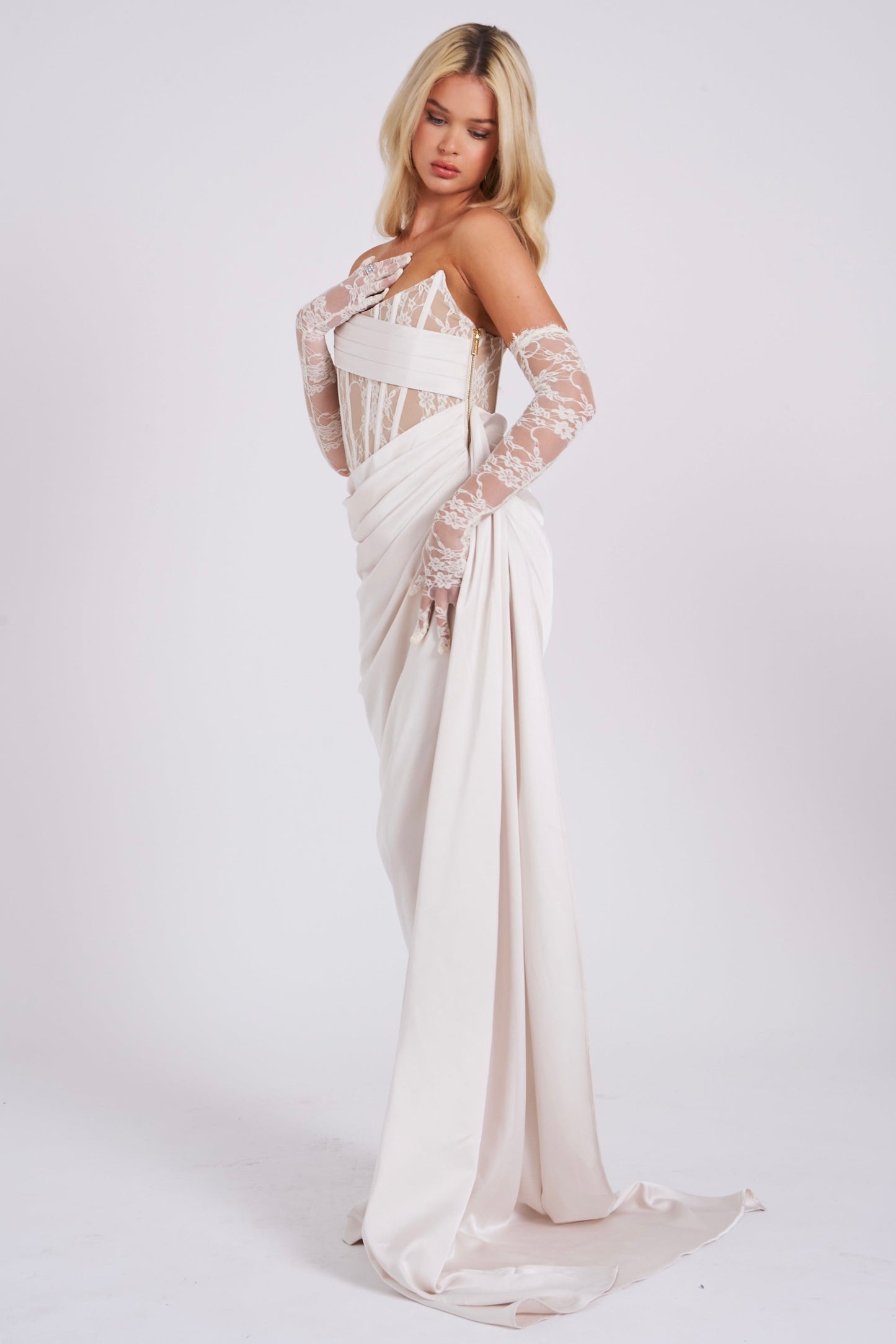 Lace Corset Split Maxi Dress