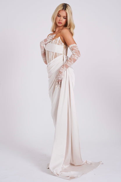 Lace Corset Split Maxi Dress