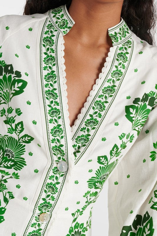 Floral Lantern Sleeve Bottom Midi Dress