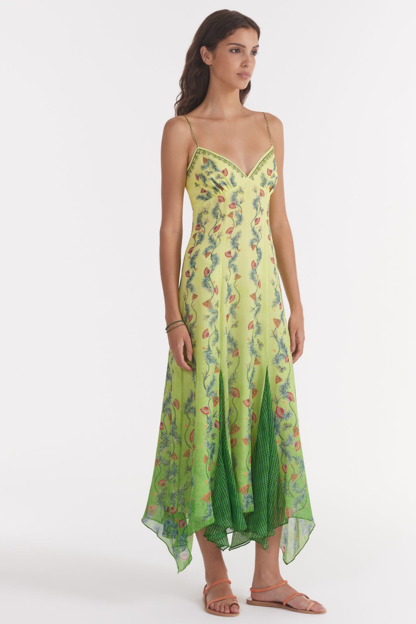 Floral Sweetheart Neck Sleeveless Midi Dress