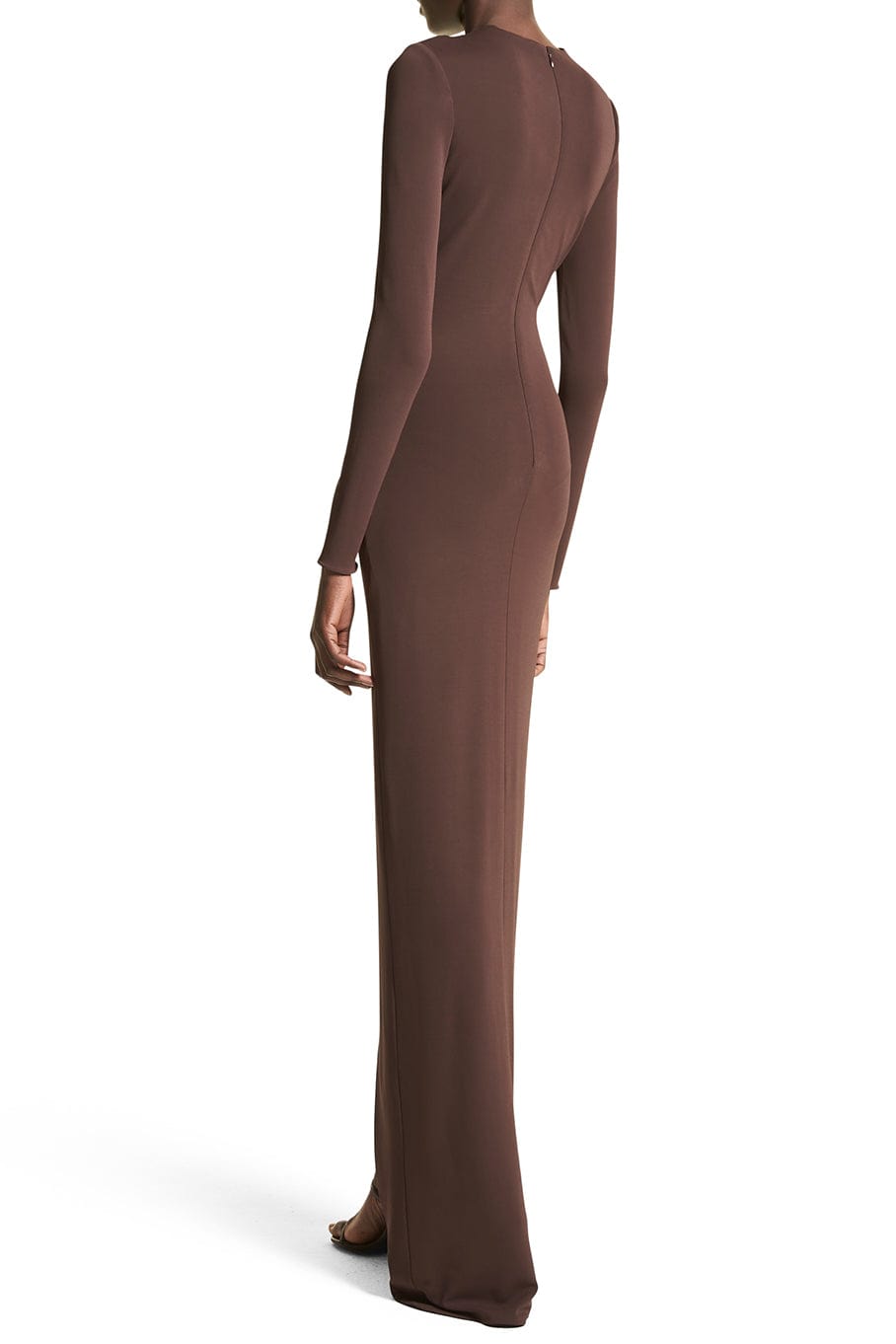 Jersey Ruched Round Neck Maxi Dress