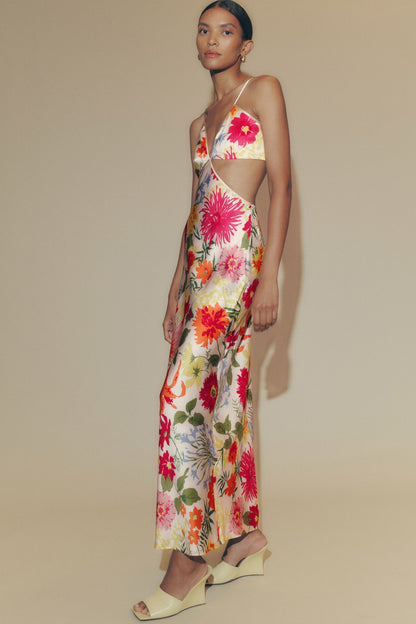 Floral Cut-Out Slip Maxi Dress