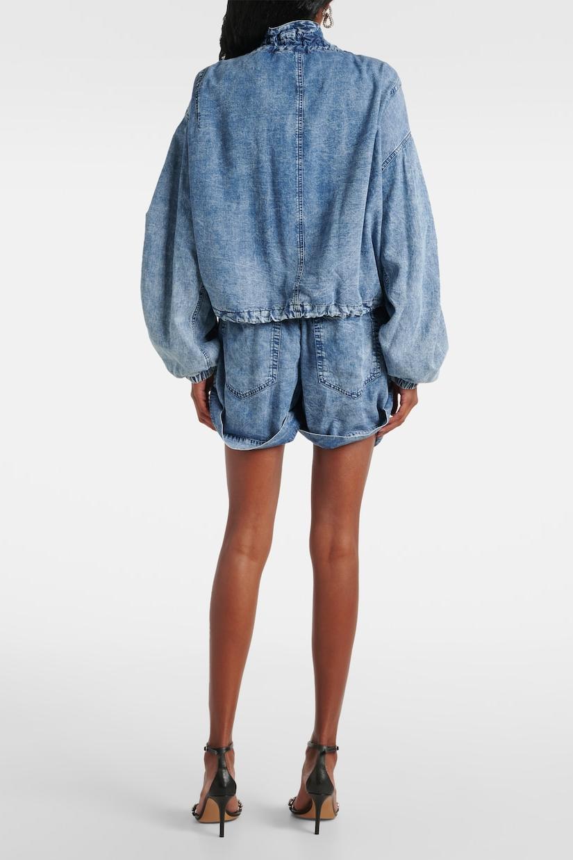 Lmara Drawstring Petal Collar Denim Jacket