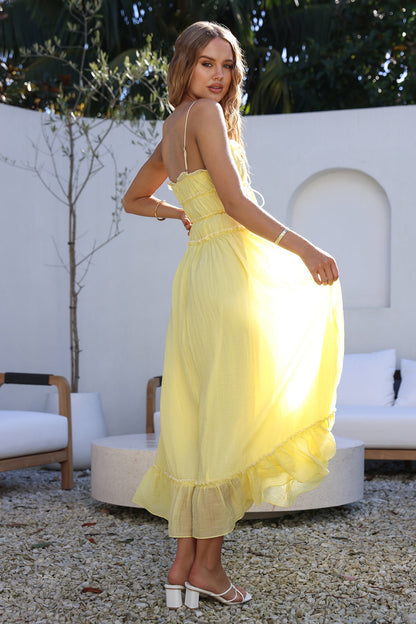 Frill Lace Up Sleeveless Midi Dress