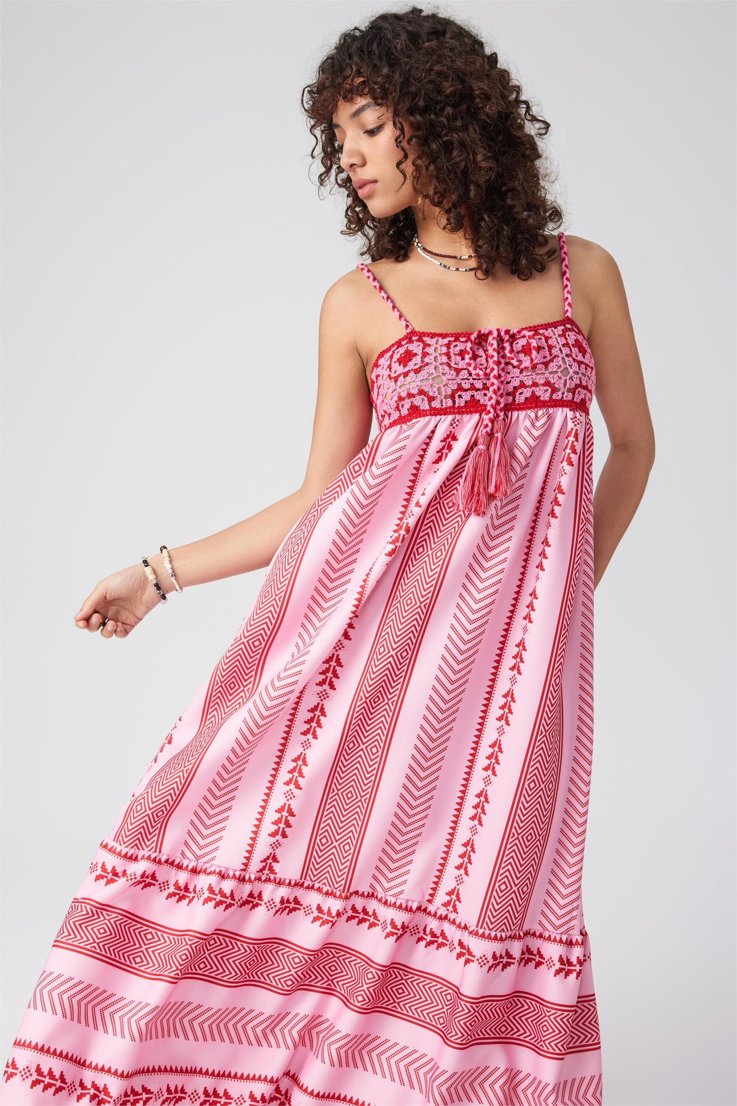 Geometric Patterns Sleeveless Midi Dress