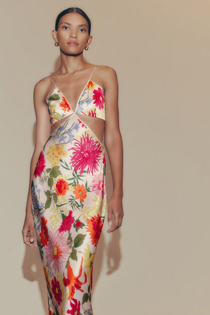Floral Cut-Out Slip Maxi Dress