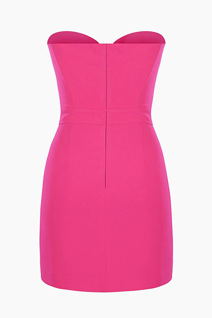 Mignon Bow Trimmed Cut Out Tube Mini Dress