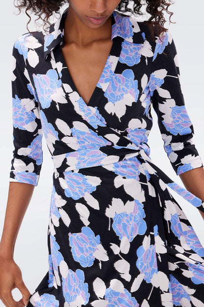 Floral Mid Sleeve Lace Up Wrap Maxi Dress