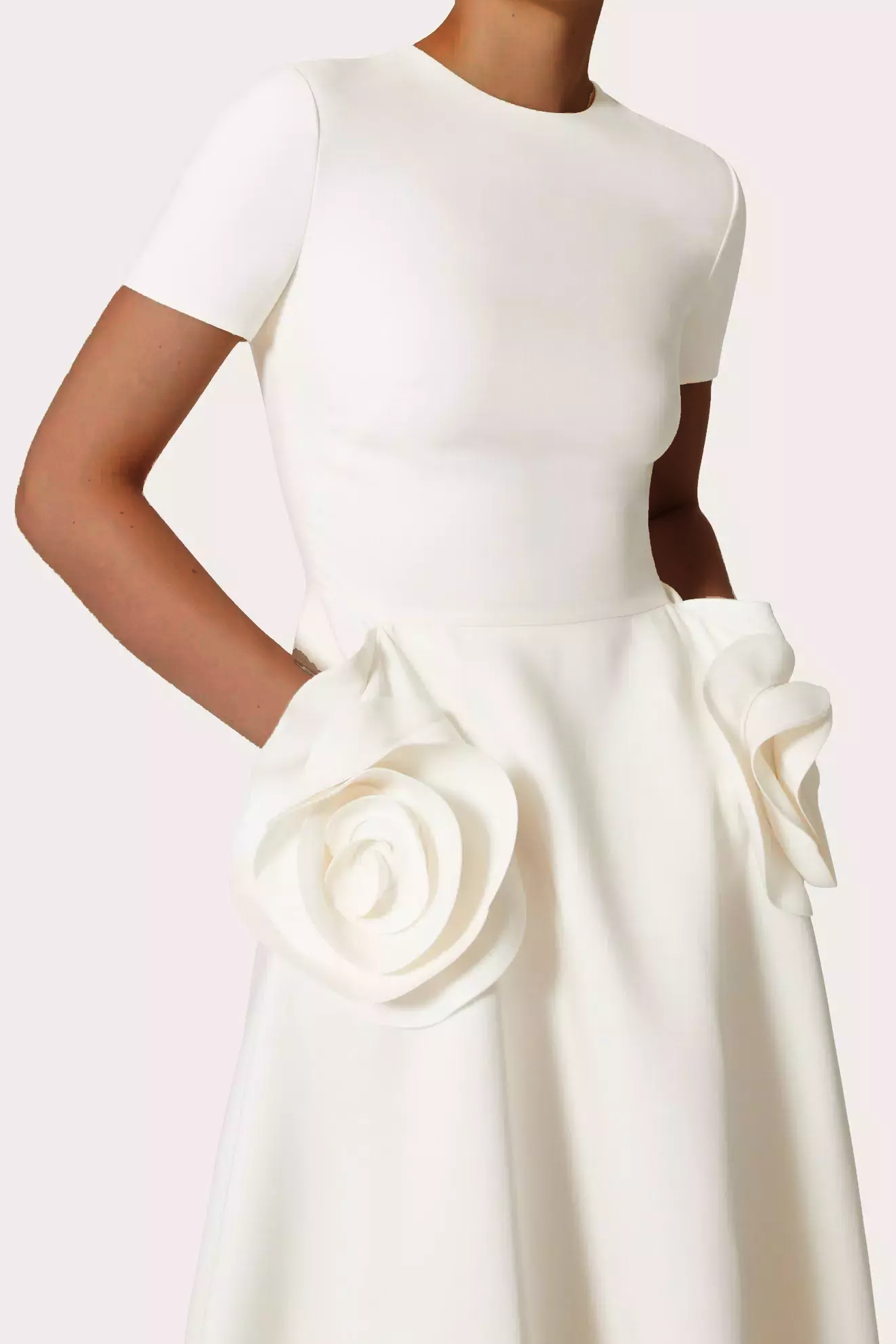 Ava Floral Applique Short Sleeves Midi Dress