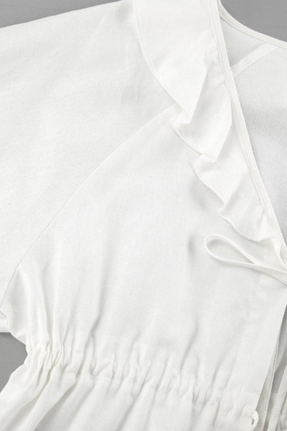 Ruffles Lace Up Long Sleeve Shorts Set