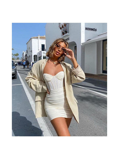 Mesh Pleated Summer Backless Short Dress