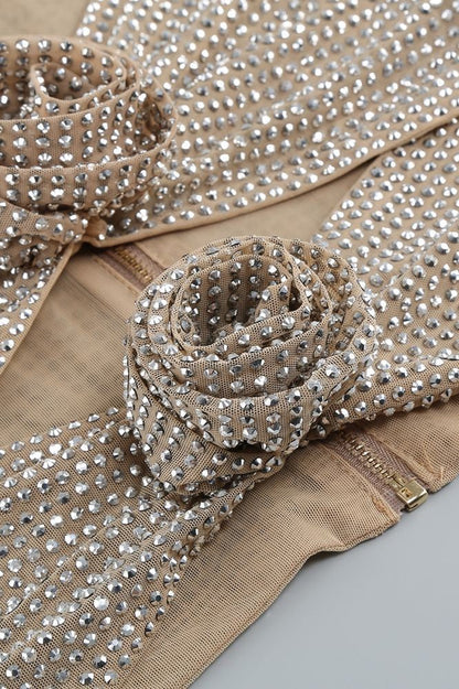 Khloe Crystal Flower Two Piece Set - Silver