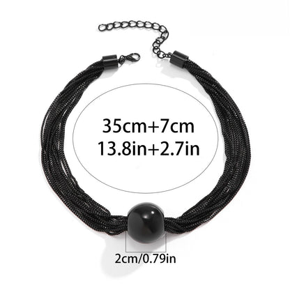 Bold Bead Pendant Choker Layered Necklace