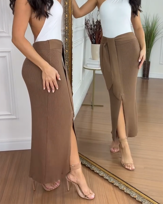Sexy Knitted Skirt With Split Hips (Pre-Sale)