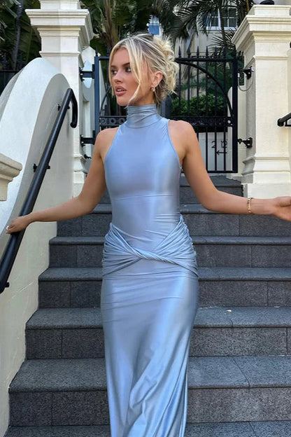 Shiny Bodycon Evening Maxi Dress