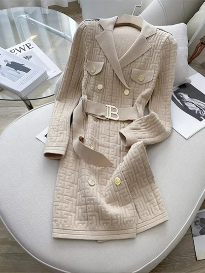 Print Blazer Dress With Belt