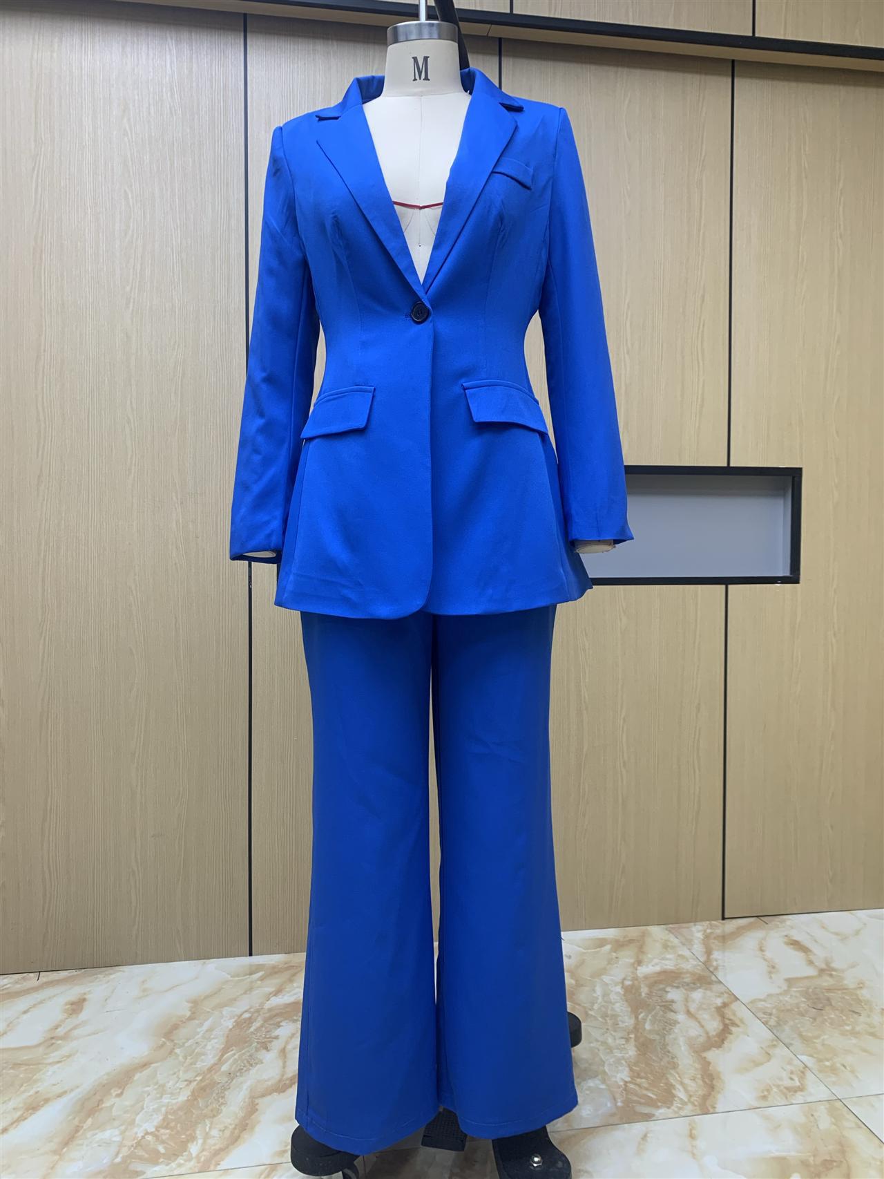 One Button Blazer & Pants Coord Set