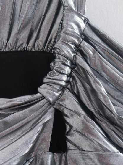 Metallic Golden One Shoulder Crop Top