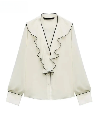 Ruffle Jacquard Print Top